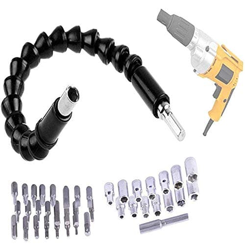DIY Crafts Design No # 4, Pack of 42 Pcs, Flexible Holder Drill for Black 30cm 11.8" Tools Shaft + Mix Bits + Extension Rod Screwdr (Design No # 4, Pack of 42 Pcs)