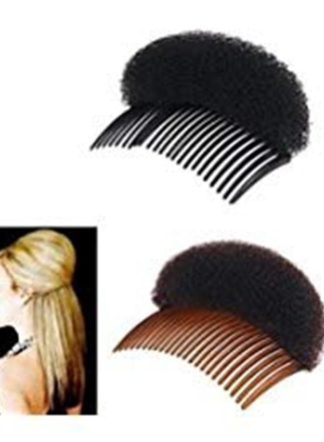 2Pices(1Black+1Brown) Women Bump It Up Volume Hair Base Styling Clip Stick Bum Maker Braid Insert Tool Do Beehive Hair Styler Party Hair Accessories with Comb
