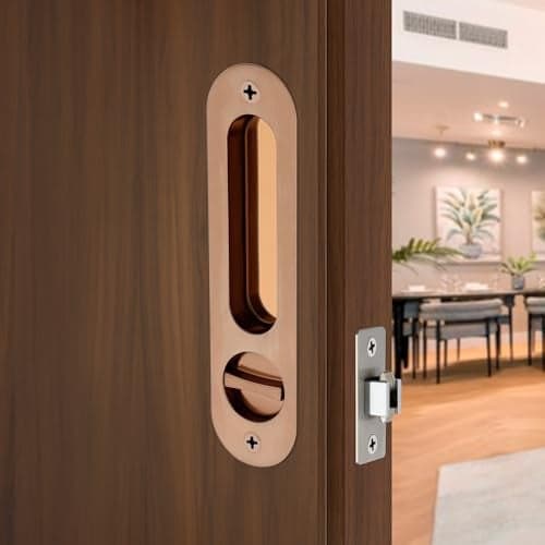 LAPO Sliding Door Lock | Zinc Alloy | Premium Choco Finish | Fits 35mm–50mm Door Thickness | Heavy Duty Handle with Privacy Lock for Wooden & Metal Sliding Doors | Home & Office Use