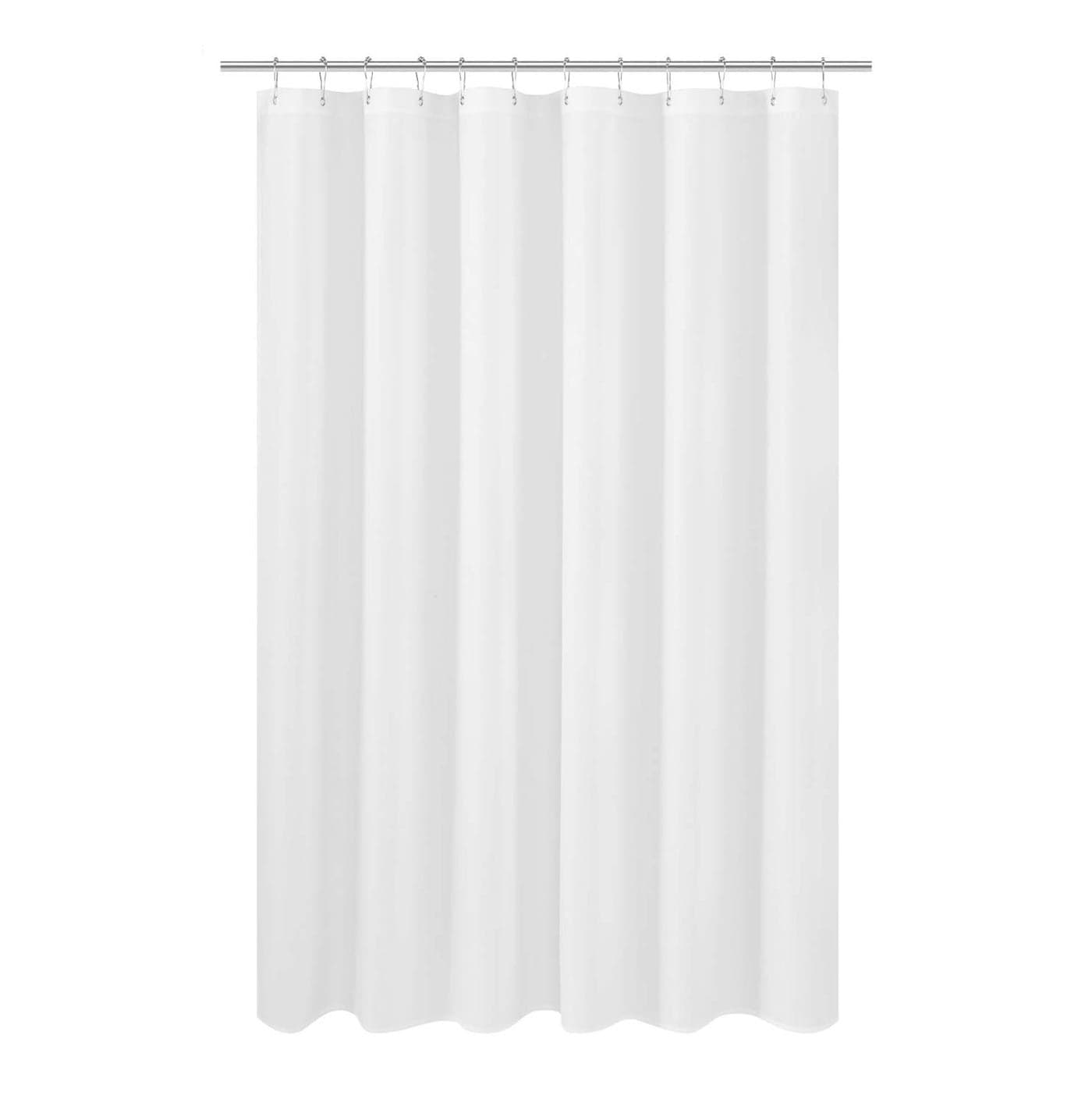 NY HOME Longer Shower Curtain Liner Fabric 72 x 75 inches Hotel Quality Washable White Spa Bathroom Curtains with Grommets 72x75