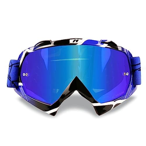 NENKI Adult Motocross Goggles - MX Goggles for Men & Women, Off Road & ATV Riding, Anti Fog, UV Protection, Dustproof, Blue Lens