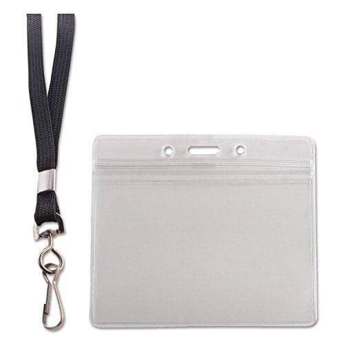 Advantus 91132 Resealable ID Badge Holder Lanyard Horizontal 3 3/4 x 2 5/8 Clear 20/Pack