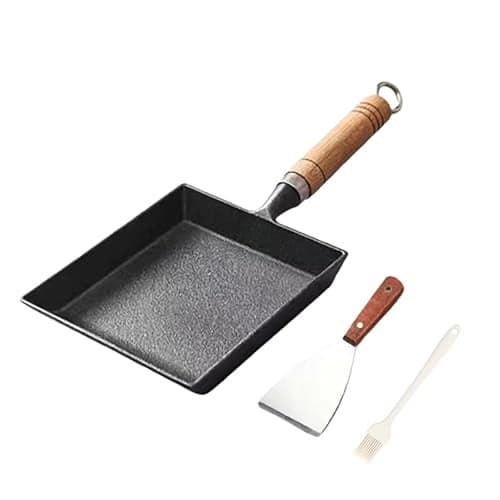 Toutrop 7.5" Cast Iron Omelette Pan, Rectangle Tamagoyaki Egg Roll Pan, Square Cooking Pans for All Stoves