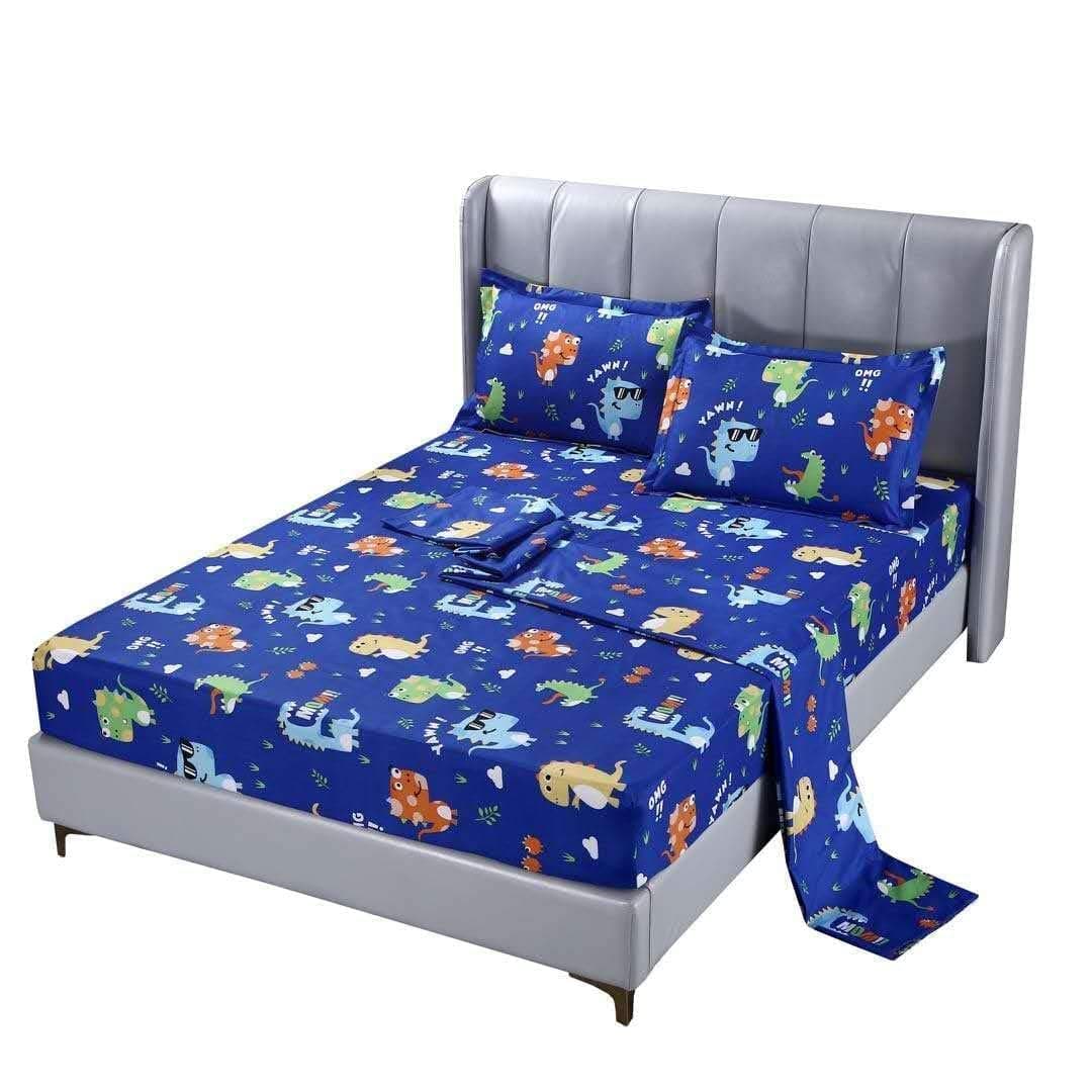 SDIII 4PCS Cute Dinosaur Sheet Set Queen Animal Dino Queen Sheet Set Soft Microfiber Dinosaur Sheets Queen for Kids Girls Boys and Dinosaur Lovers Queen