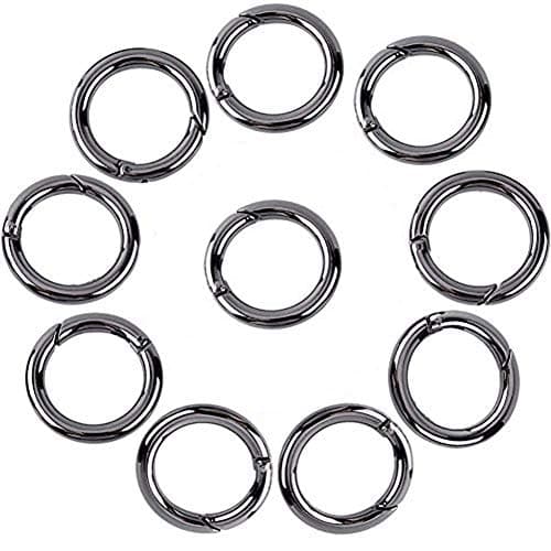 Onwon 20 Pieces Carabiners Rings - Zinc Alloy Round Carabiner Loaded Gate Clips Spring Snap Hook Locking Carabiners Keychain Keyring Buckle Gun Grey