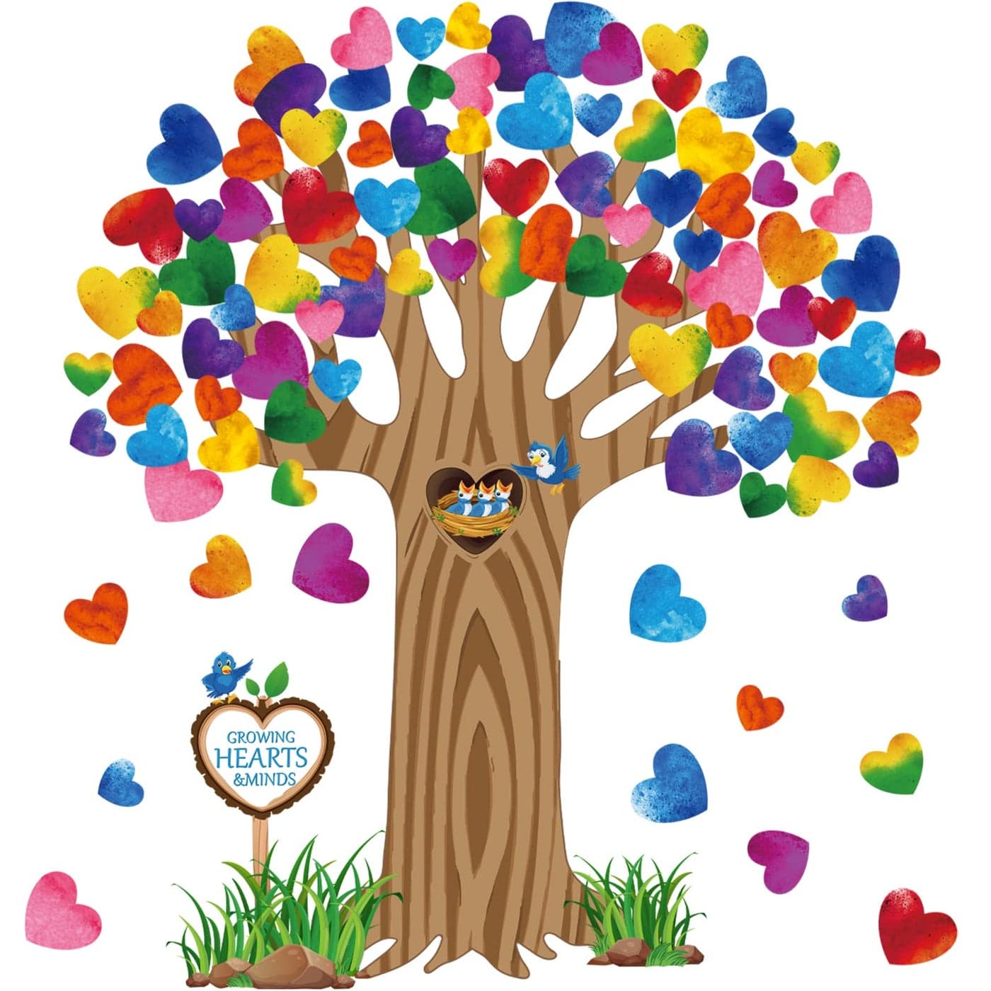 Pajean Classroom Tree Bulletin Board Decorations Set Hearts Bulletin Board Tree Cutouts Teacher Classroom Wall Decor for Elementary School Chalkboard Supplies (Lovely Style)