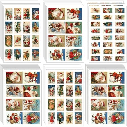 Fullhawl 30 Sheets Christmas Decoupage Paper Pack 118 x 79 Inches Vintage Christmas Pictures Cards Included 3 Sizes Retro Xmas Patterns Santa Vintage Xmas Paper for Craft Scrapbooking Gifts