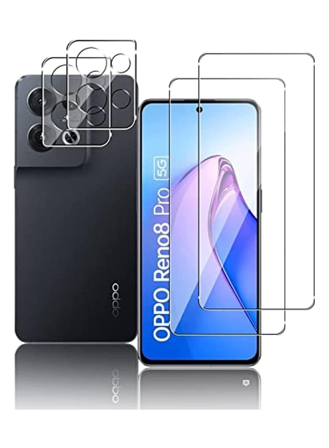2+2 Pack Tempered Glass Compatible with OPPO Reno 8 Pro 5G Screen Protector Lens Protector Anti-Scratch Bubble Free 9H Hardness HD