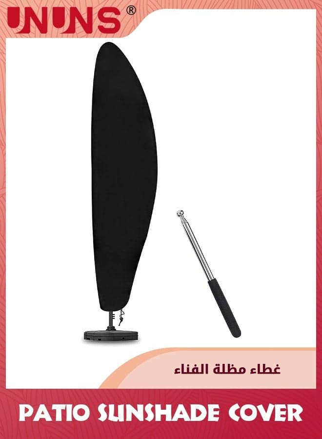 Umbrella Cover,Patio Waterproof Umbrella Cover 210D Oxford Fabric,Outdoor Parasol Cover,With Zip And Telescopic Pole,Black