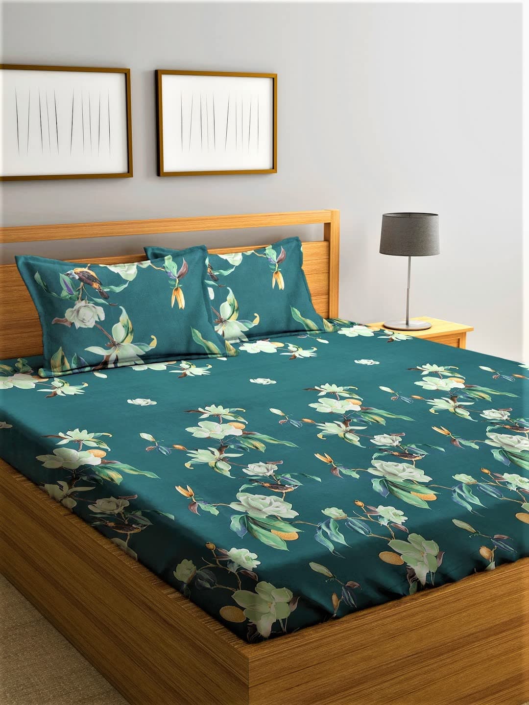 Home Sizzler 210 TC Microfibre Green Double Bedsheet with 2 King Size Pillow Covers