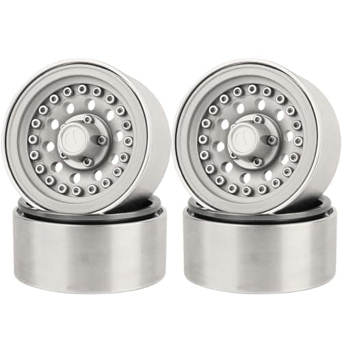 RZXYLRC 1/10 RC Crawler 4Pcs 1.9 Inch Beadlock Wheel Hub Rim Rims Aluminum Alloy for TRX4 TRX6 Axial SCX10 III AXI03007 GRT EX86190 RedCat,Five Hole nut (Silver)
