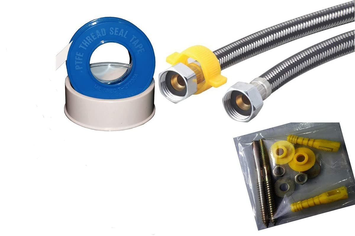 Rudraksha® Geyser Connection Installation Kit 1 Set of Connection Pipe 18 inch, 1 PTFE Tape, 1 Fastener Kit
