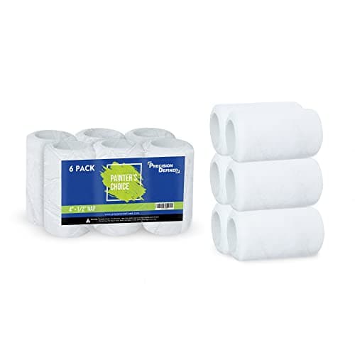 Precision Defined Paint Roller Covers 4-Inch, Paint Roller Refills 6-Pack, Replacement Covers for Roller Brushes Set, Exterior Paint Roller Cover Set for Painting Walls, Smooth Rolling (1/2-Inch Nap)