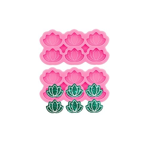 AMZTOART 2Pc Mini Lotus Studs Molds for Epoxy Resin Crafts DIY Earrings Crafting Chocolate Fondant Sugarcraft Cake Silicone Mold