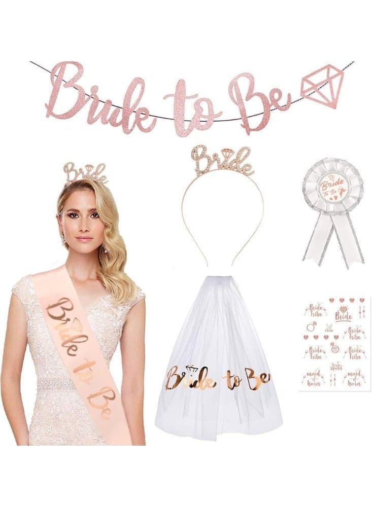 Bride to Be Sash, Hen Party Accessories, Include Sash, Tiara, Hen Tattoo & Bride Veil with Comb on Hen Do Party, Bridal Shower, Bachelorette Party, Hen Party Games,Wedding,Hen Party Decor