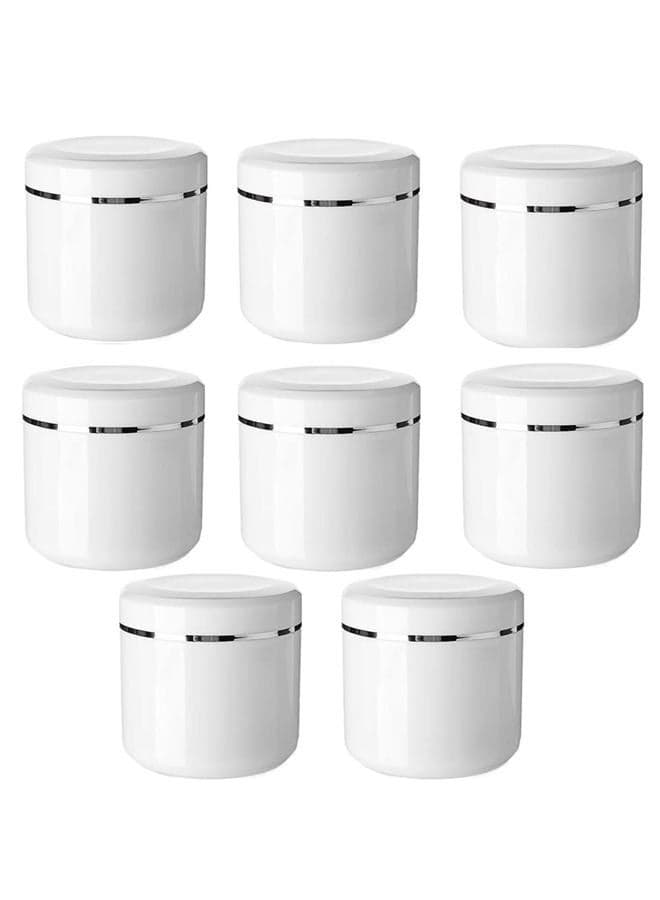 Plastic Empty Cosmetic Containers with Lid, Portable 8 Oz 250ml Refillable Make-up Face Cream Jars Case for Body Scrub Mask Lotion Storage Pot (8 Pack White)