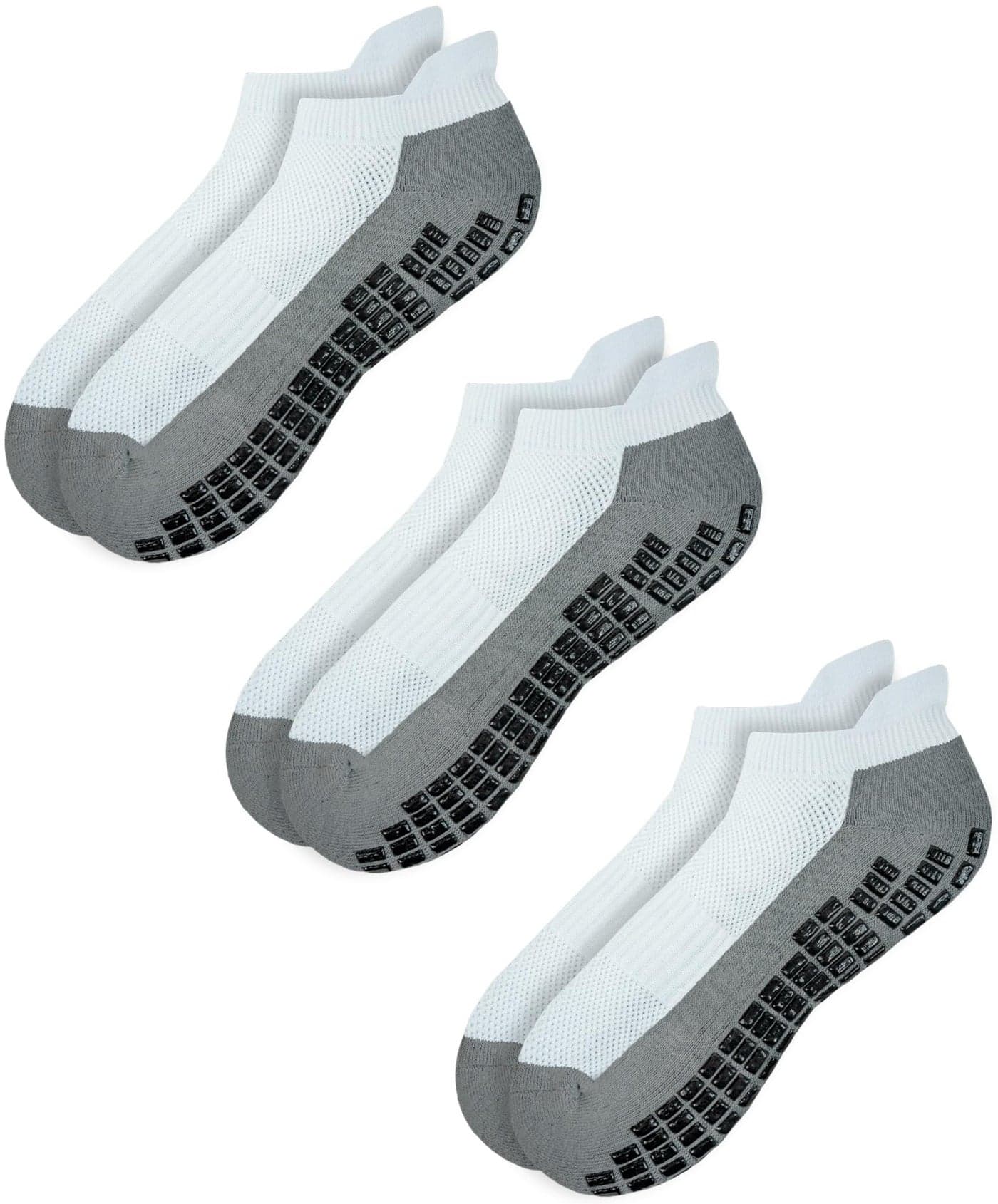 RATIVE Super Grips Anti Slip Non Skid Yoga Hospital Socks for Adults Men Women (Medium, 3-Pairs/White)