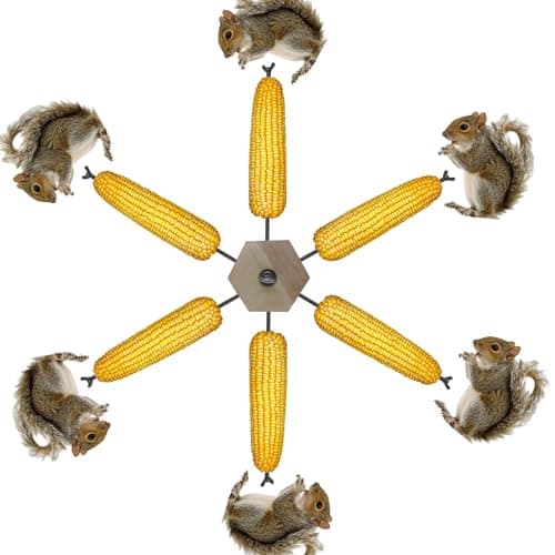 Windmill Squirrel Feeder for Outside Squirrel Toys JZDF Squirrel Spinner FeederCorn Cobs for Squirrels Easy to Fill Corn Cob Pinecone Chipmunk Feeder
