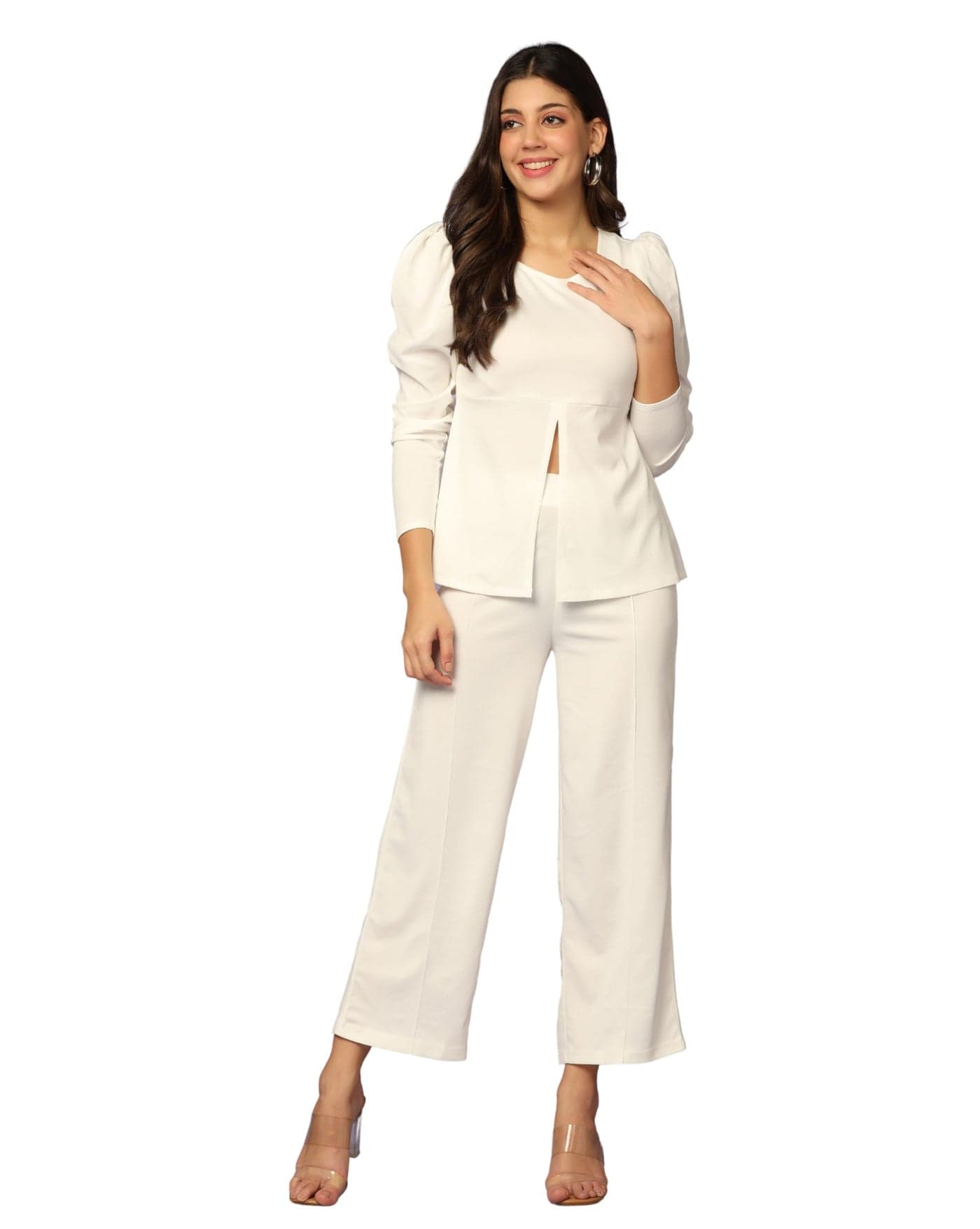 Leriya Fashion Women Lycra Blend Summer Western Co-ord Set (LF-W1810&TR866-S-White White)