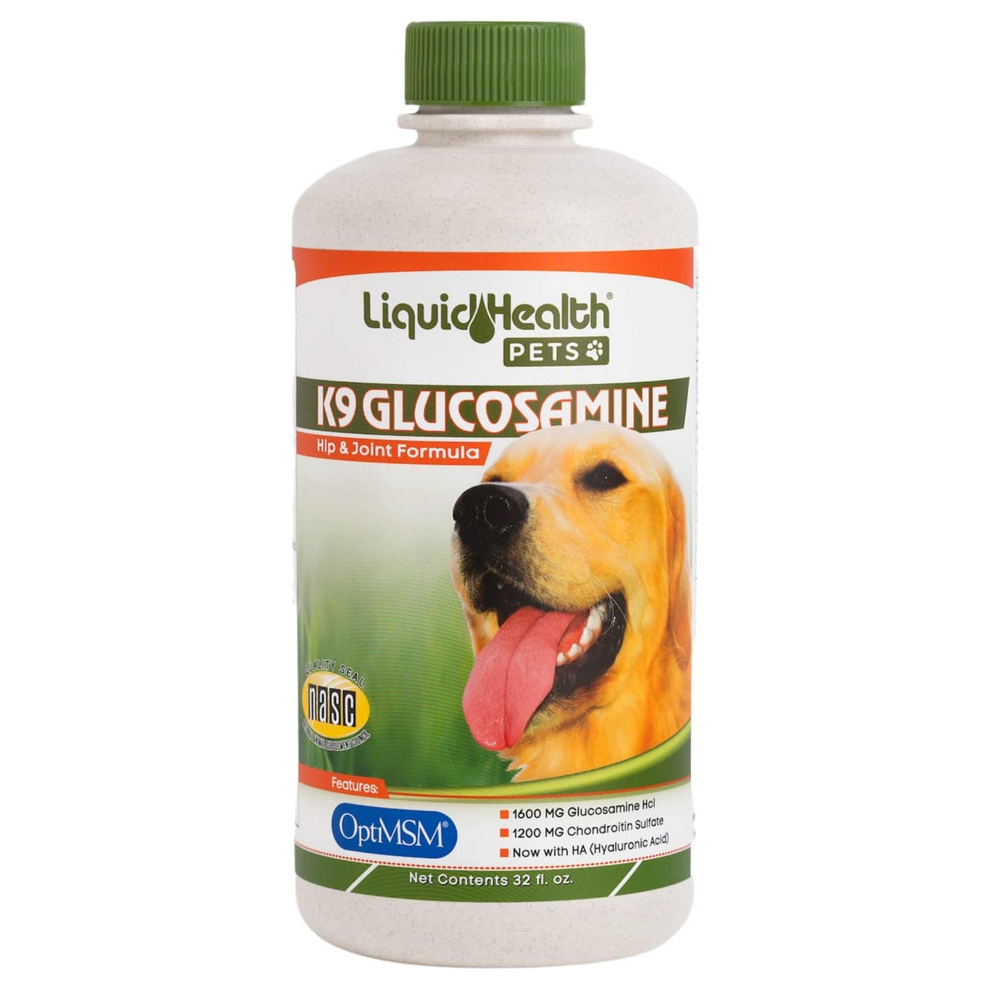 LIQUIDHEALTH Pets K9 Liquid Glucosamine for Dogs Puppies Senior Canines with Chondroitin MSM Hyaluronic Acid Dog Vitamins for Hip Joint Health Dog Joint Oil Joint Juice Made in USA 32 oz