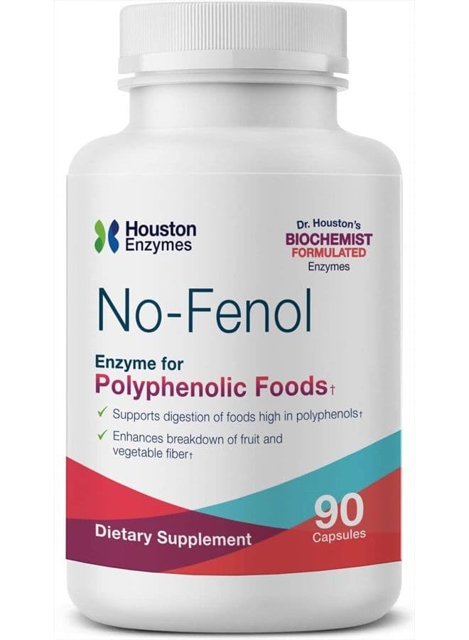 – No-Fenol Enzyme for Polyphenolic Foods – 90 Capsules (90 Doses) – Professionally Formulated to Support Polyphenolic Digestion – Enhances Breakdown of Fruits & Vegetable Fiber