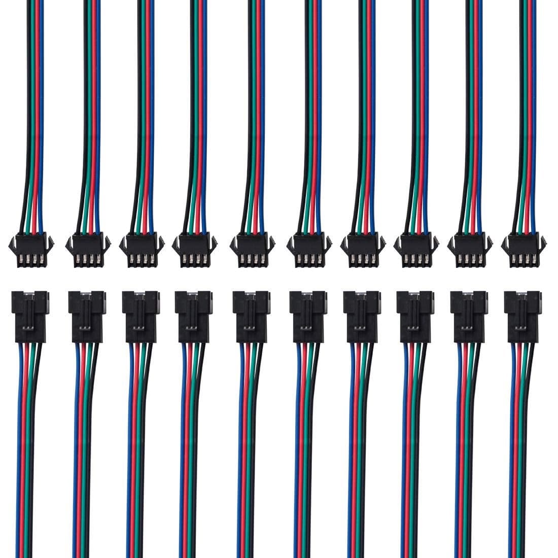 BTF-LIGHTING 10 Pairs 4pin SM JST 15cm Cable Female/Male connectors for Led Strip RGB 5050 3528 WS2801 APA02 WS2815 WS2813