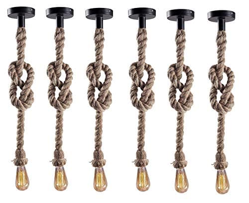 Desidiya Pendant Rope Lights for Ceiling Hanging, Bulb Not Included - Pack of 6
