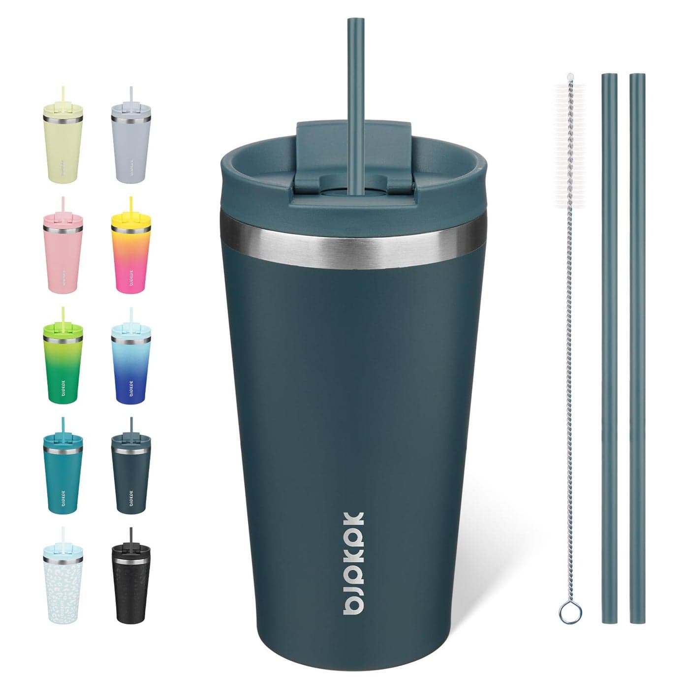 BJPKPK 18oz Stainless Steel Insulated Tumbler With lid And Straw Travel Coffee Thermal Tumblers Cup For Women And MenNavy Blue