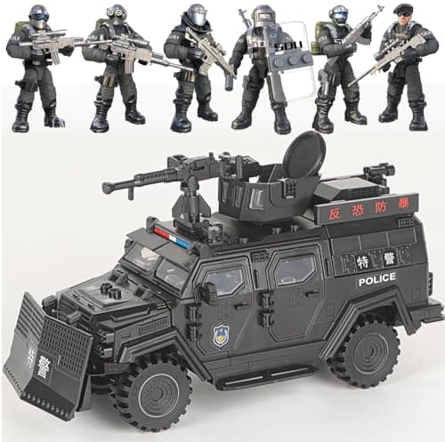 ENHANA SWAT 4 in 1 Armored Vehicle Building Block Military Vehicle with 6 Army Figures Building Toys for Age 812 Army Car Model Toys Gifts for Kids