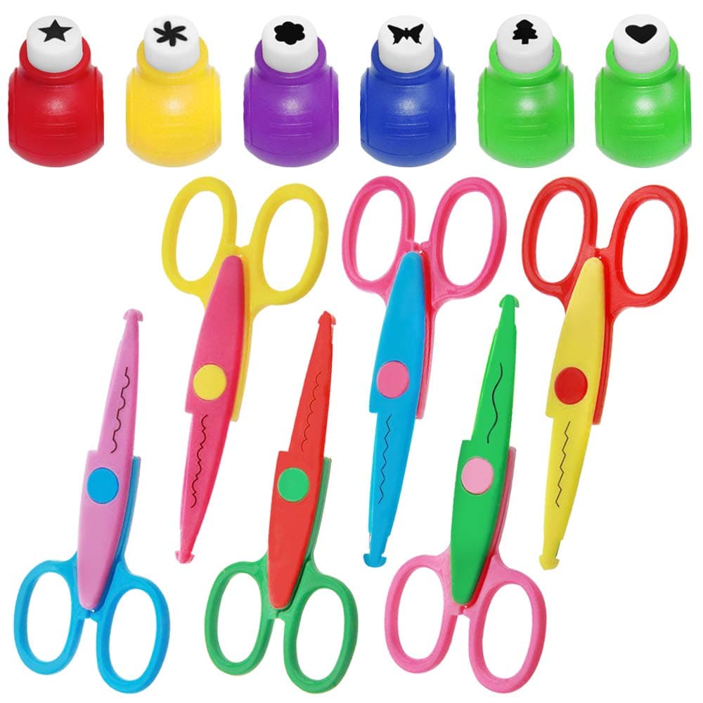 Set of 12 Craft Punch and Creative Scissors findTop Scrapbooking Edging Scissors Paper Punch Set for Crafts Scrapbooking DIY Photo Art Projects