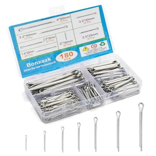 180 Pcs Cotter Pins Assortment Kit, 7 Sizes Spring Fasteners Hardware Straight Pins, Hitch Pin for Trailer Locking, Clamps, Lawn Mowers, Trucks, Engine Repair in Towing Clips