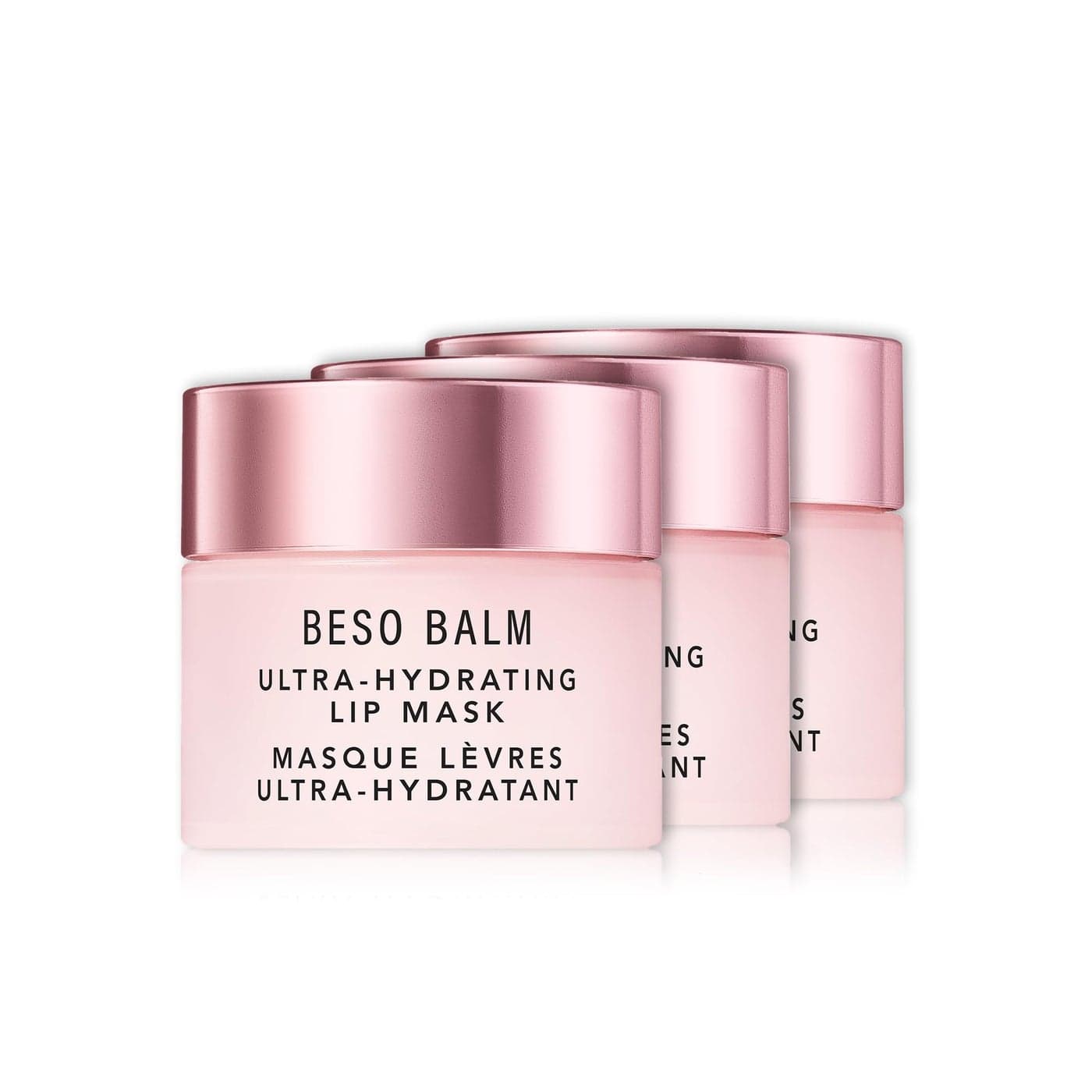 JLO BEAUTY Beso Balm Lip Mask Vanilla Scented Ultra Hydrating Lip Gloss Finish Helps Visibly Plump Smooth Soften Daytime or Overnight Sleeping Mask to Moisturize Flaky Dry Lips 3 Pack