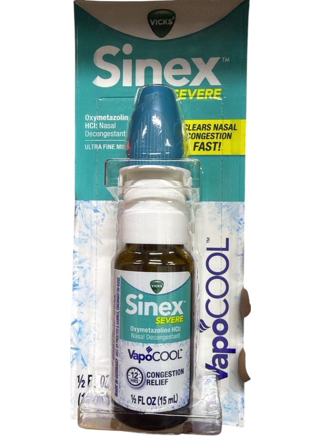 Sinex SEVERE Nasal Spray with VapoCOOL, Soothing Vicks Vapors, Decongestant Medicine, Relief from Stuffy Nose due to Cold or Allergy, & Nasal Congestion, Sinus Pressure Relief, 265 Sprays