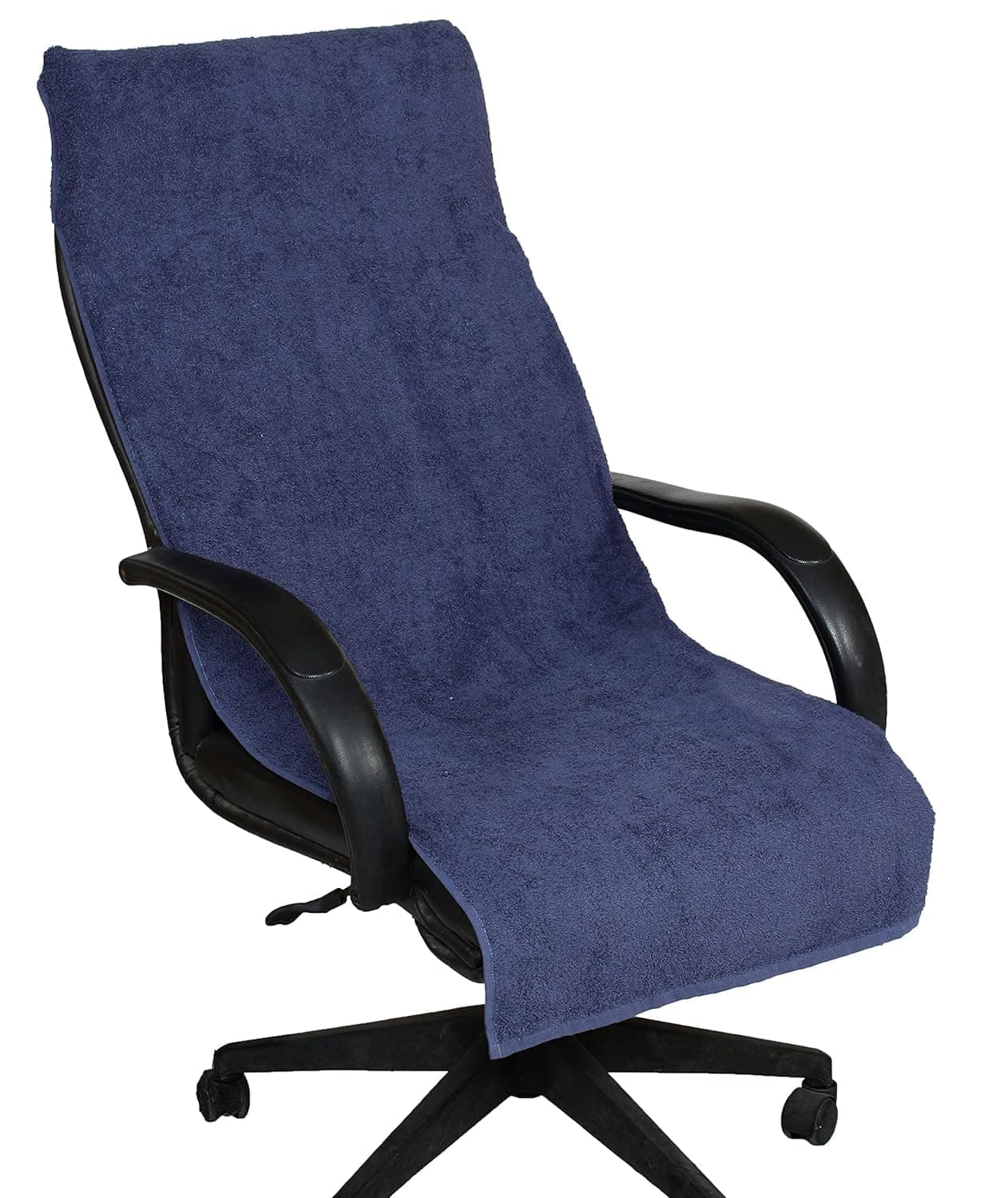 VIP BAGDA Cotton Solid Luxury Office Chair TowelCar TowelCar Seat Cover with Tie Knot 550 GSM Pack of 1 White Blue