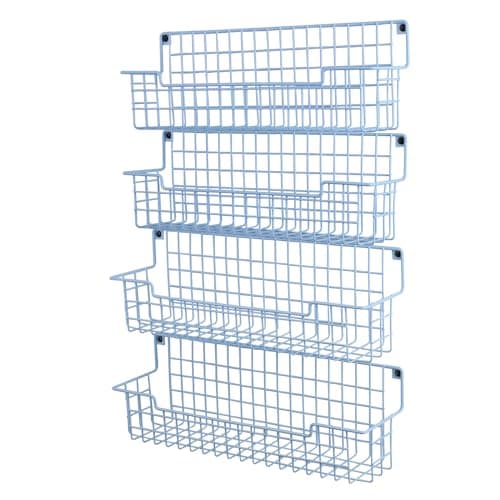 AURIKAR Spice Rack Wall Mount, Wall Spice Organizer for Kitchen Cabinet Door, Pack of 4 Hanging Spice Rack for Wall Saving Kitchen Space, Light Blue