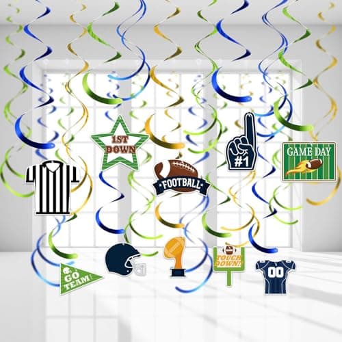 Blulu 30 Pieces Football Hanging Swirl Decorations Football Theme Party Ceiling Decorations American Hanging Swirls for Game Day Sport Game Party Supplies