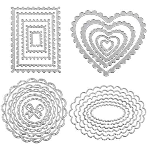 WILLBOND 4 Sets Metal Cutting Dies Frame Cutting Dies, Metal Stencils for DIY Craft Paper Card Making Scrapbooking Embossing