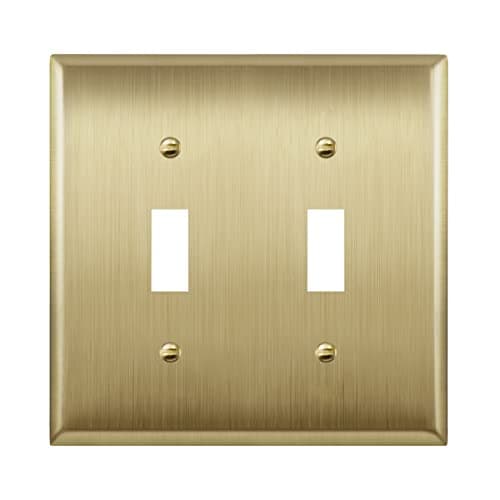 ENERLITES Toggle Light Switch Metal Wall Plate, Stainless Steel 201, Corrosion Resistant, Size 2-Gang 4.50" x 4.57", 7712-BB, Brushed Brass, Gold