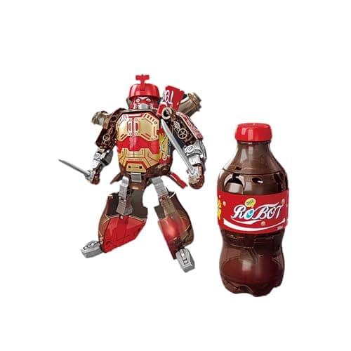 Atlodas Beverage Bottles Deformation Robot Toys Soda Can Transforming Robot Toys for Kids Gift Creative Soda Deformation Figures for Boys Birthday Christmas Choice for Boyfriend red