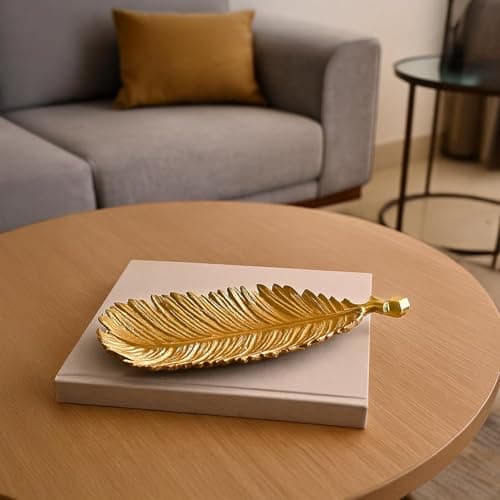 MARKET 99 Decorative Golden Tray | Aluminium Embossed Designer Dish for Home Decor & Table Use | Ideal Christmas Gift for Home, Housewarming, Diwali, Weddings, Festivals & Modern Living Room Styling
