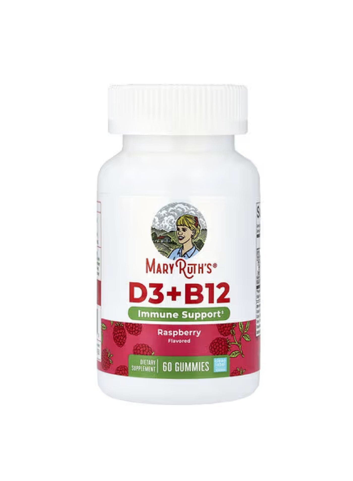 Vitamin D3 + B12 Gummies, Pectin Based, Raspberry, 60 Gummies