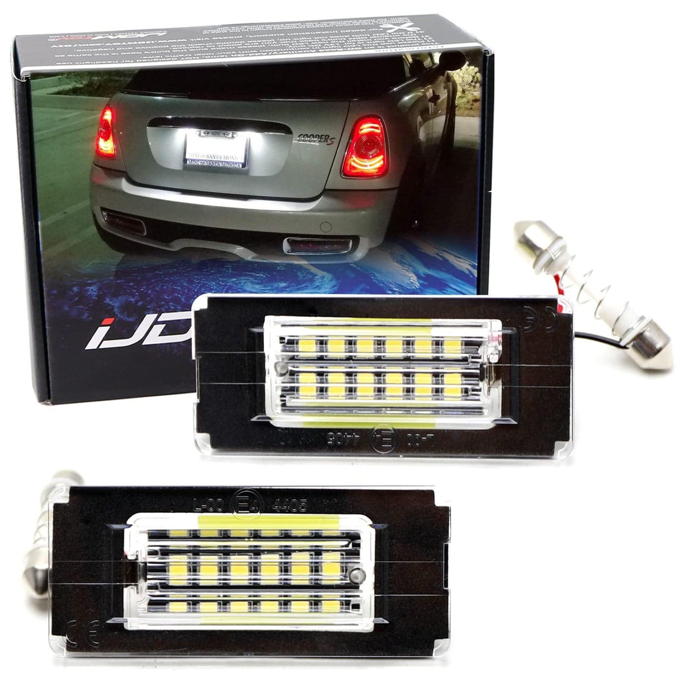 iJDMTOY OEMFit 3W Full LED License Plate Light Kit Compatible With 200614 MINI Cooper Gen2 R56 R57 R58 R59 Powered by 18SMD Xenon White LED Canbus Error Free