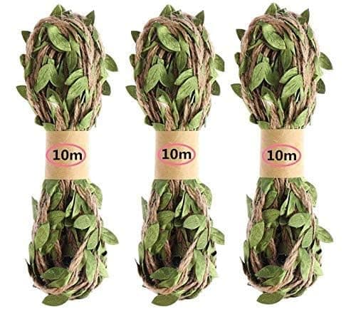 ALEVAN Leaf Rope Natural Hessian Jute Twine Rope Burlap Ribbon 10m for Party Decoration 4