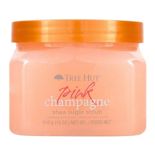 Tree Hut Pink Champagne Body Scrub, Exfoliating & Hydrating Sugar Scrub with Shea Butter & Essential Oils, Smooth Skin, Body Exfoliator For All Skin Types, Self Care Gifts for Women, Vegan, 18 Oz
