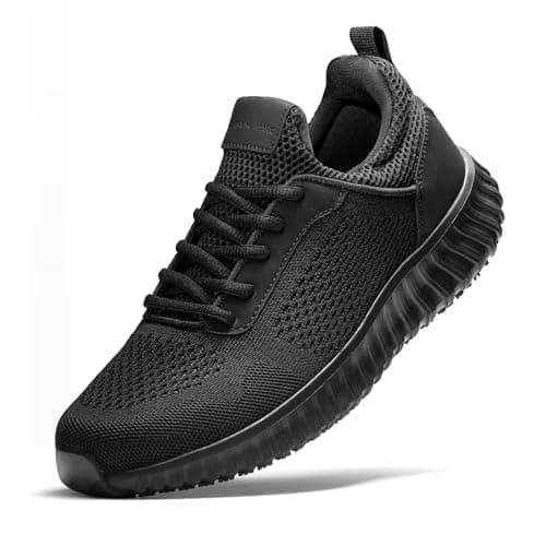 Bruno Marc Men's Non Slip Work Shoes Walking Zapatos Trabajo Black & Lightweight Food Service Chef Kitchen Restaurant Resistant Sneakers,Size 13,Black,SBWO2302M