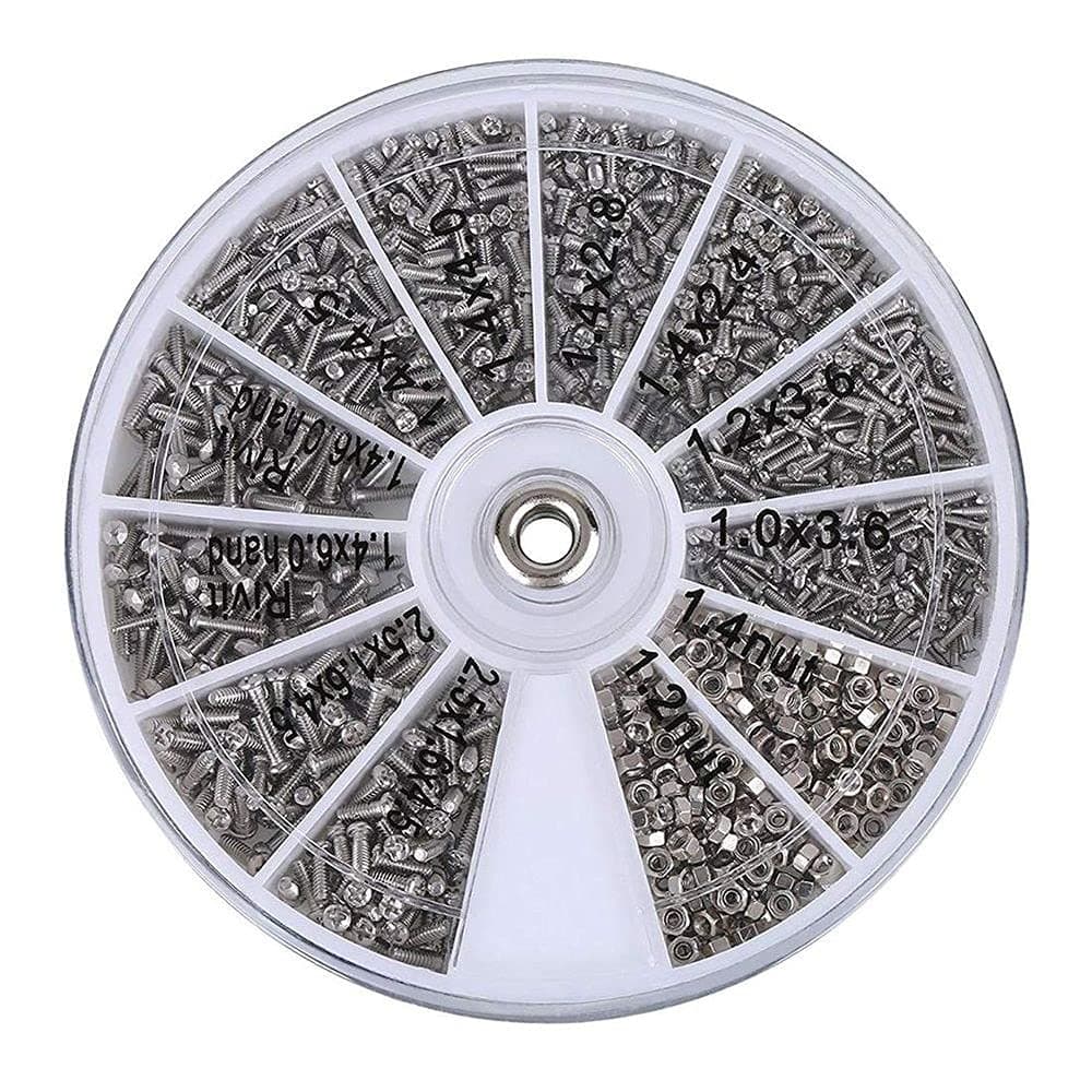 DIY Crafts CTDIYHI44330 1000 PCS Screws Nuts Repair Kits 12 Kinds Stainless Steel Tiny Hex Assortment Kit Screwdriver