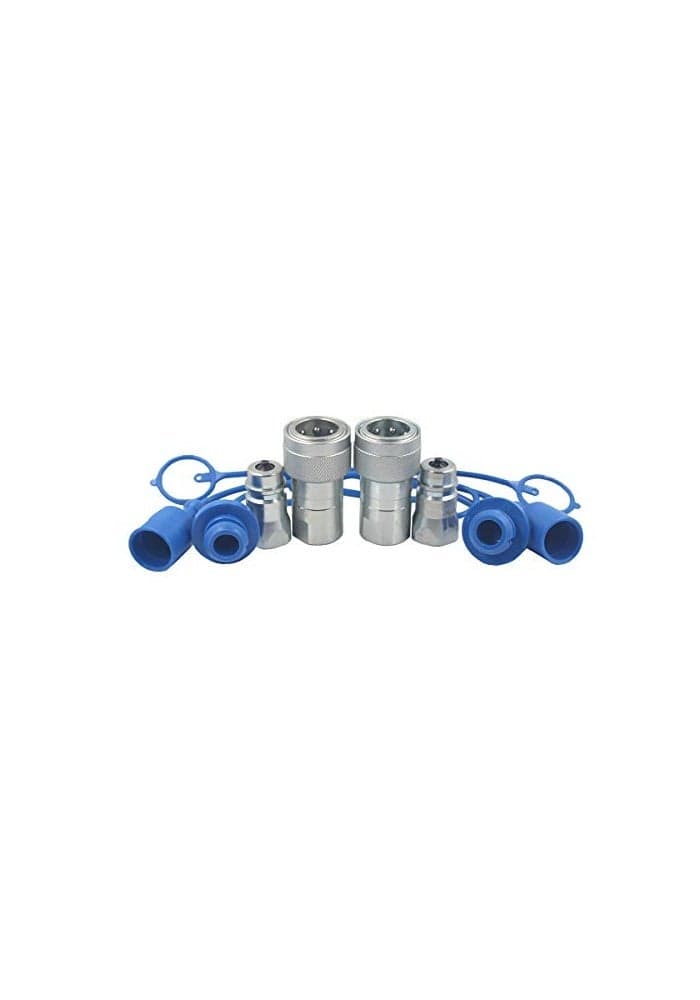 2Sets 14 Ag ISO5675 Carbon Steel Hydraulic Quick Disconnect CouplingCoupler Poppet ValvePioneer Type Set wDust Cap
