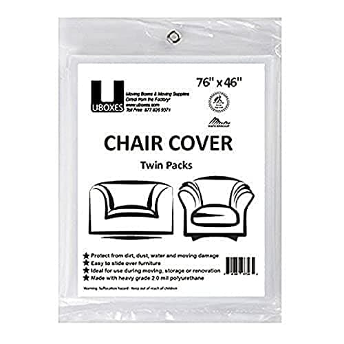 Uboxes (72x46) Chair Covers 2 MIL Heavy Duty Polyethylene to Protect Items from Dust Dirt and Spills, Clear, Set of 2