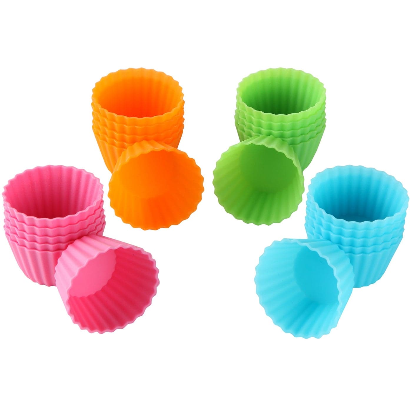 Bakerpan Silicone Mini Cupcake Holders Mini Cupcake Liners Pastry Dessert Cups 24 Pack Multi
