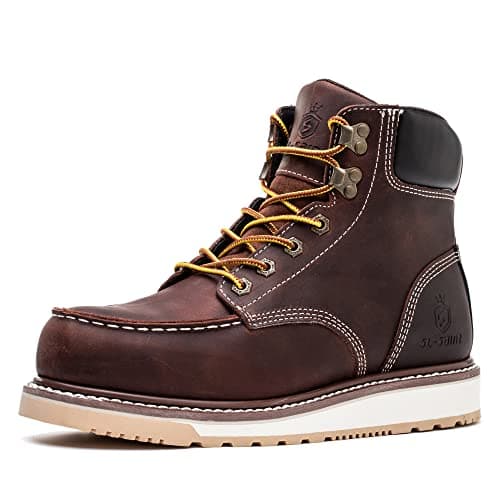 SLSaint Waterproof Steel Moc Toe Classic Fashion Safety Work Boots for MenIndustrial Construction Insulated 6 Brown Ankle adult men numeric_8 numeric uk_footwear_size_system medium